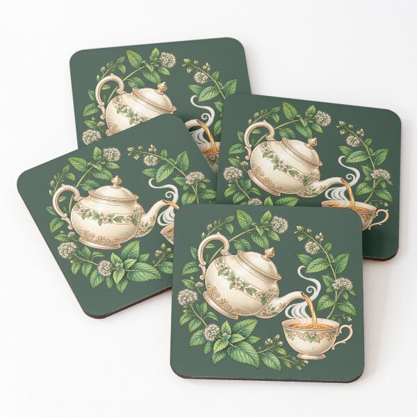 Item preview, Vintage Peppermint Tea Teapot and Cup designed and sold by PunchDrop.
