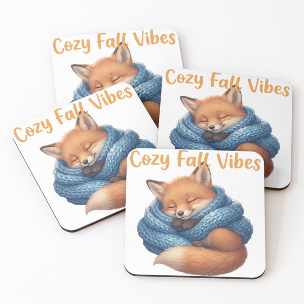 Item preview, Cozy Fall Vibes Cute Sleeping Fox in Blue Scarf designed and sold by ChameleonStars.