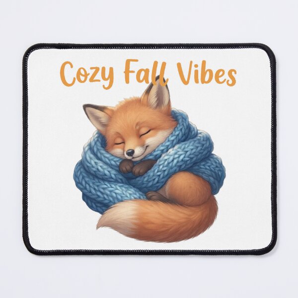 Item preview, Cozy Fall Vibes Cute Sleeping Fox in Blue Scarf designed and sold by ChameleonStars.