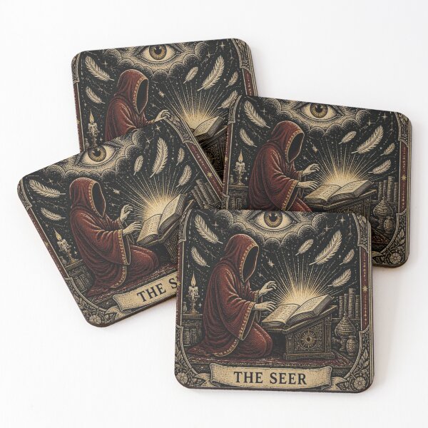 Item preview, The Seer Vintage Tarot Card Woodcut designed and sold by creativerooney.