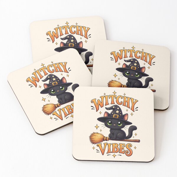Item preview, Witchy Vibes Black Cat – Cute Halloween Witch Cat on a Broom designed and sold by SweetLilith.
