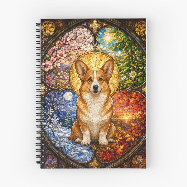 Item preview, The Corgi of the Four Seasons – Little Sun in Stained Glass designed and sold by Pixel Otaku Gallery.