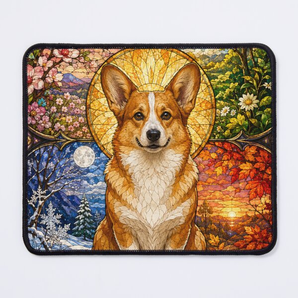 Item preview, The Corgi of the Four Seasons – Little Sun in Stained Glass designed and sold by Pixel Sakura Gallery.