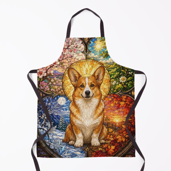 Item preview, The Corgi of the Four Seasons – Little Sun in Stained Glass designed and sold by Pixel Otaku Gallery.