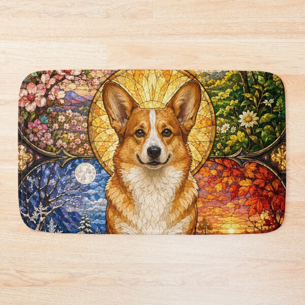 Item preview, The Corgi of the Four Seasons – Little Sun in Stained Glass designed and sold by Pixel Sakura Gallery.