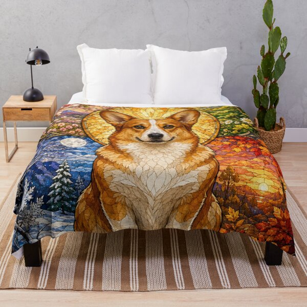 Item preview, The Corgi of the Four Seasons – Little Sun in Stained Glass designed and sold by Pixel Otaku Gallery.