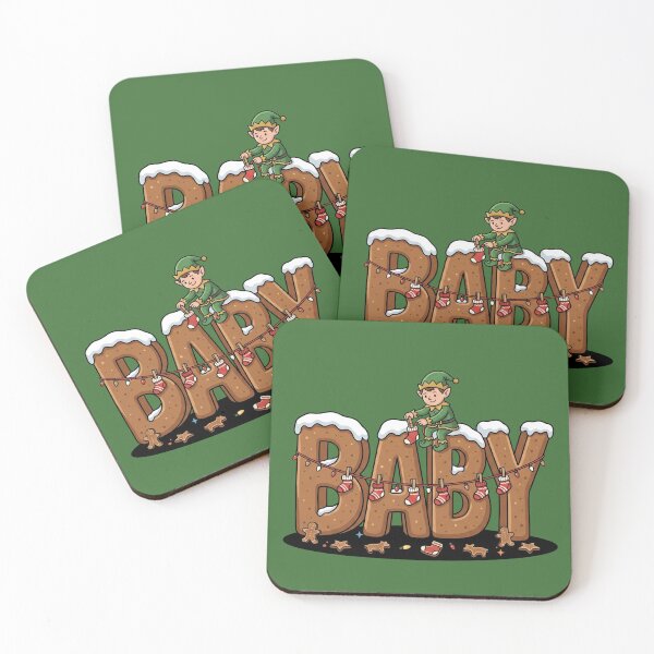Item preview, Christmas Elf Baby Gingerbread Letters Hanging Booties Holiday Pregnancy Announcement Pop Art designed and sold by Rare By Hero.