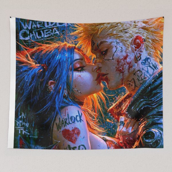Item preview, First Kiss - Cyberpunk Sci Fi Anime art designed and sold by Delerat7.