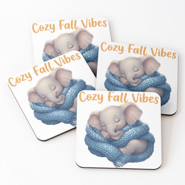 Item preview, Cozy Fall Vibes Cute Sleeping Baby Elephant in Blue Scarf designed and sold by ChameleonStars.