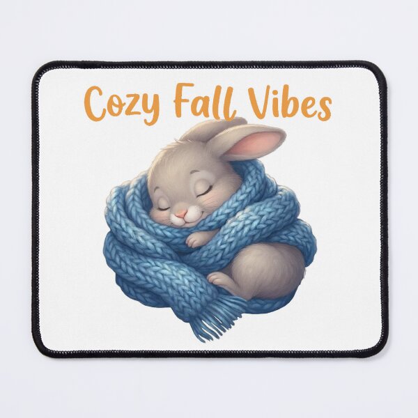 Item preview, Cozy Fall Vibes Cute Kawaii Sleeping Bunny in Blue Scarf designed and sold by ChameleonStars.