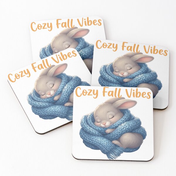 Item preview, Cozy Fall Vibes Cute Kawaii Sleeping Bunny in Blue Scarf designed and sold by ChameleonStars.