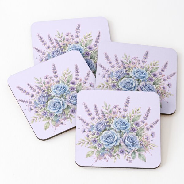 Item preview, Blue Rose and Lavender Floral Bouquet designed and sold by PunchDrop.