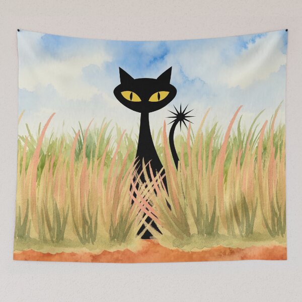 Item preview, Spooky-Cool Cat under blue sky designed and sold by 247DesignStudio.
