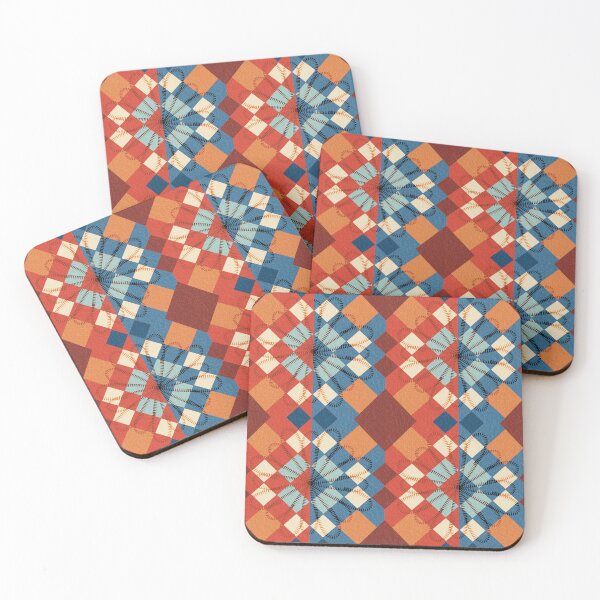 Item preview, Quilt Star Kaleidoscope Red and Blue Folk Art designed and sold by AKateWillett.
