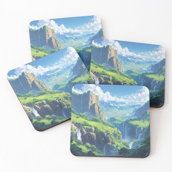 Item preview, Hidden Valley of Waterfalls | Anime Fantasy Landscape designed and sold by bella-rosa87.