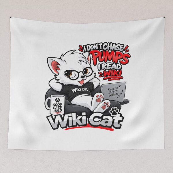 Item preview, WikiCat I Don’t Chase Pumps Crypto Cat Meme designed and sold by Obinne.