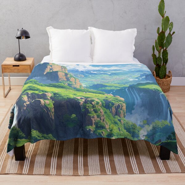 Item preview, Hidden Valley of Waterfalls | Anime Fantasy Landscape designed and sold by bella-rosa87.