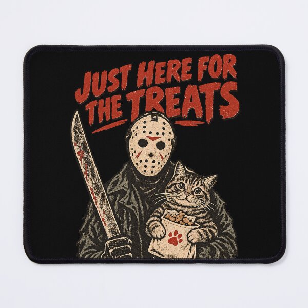 Item preview, Just Here for the Treats – Funny Horror Cat designed and sold by Moonroot Studio.
