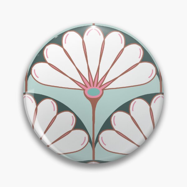 Item preview, Art Deco fans in mint, pink & petrol – retro floral pattern designed and sold by soulthreads.pattern.