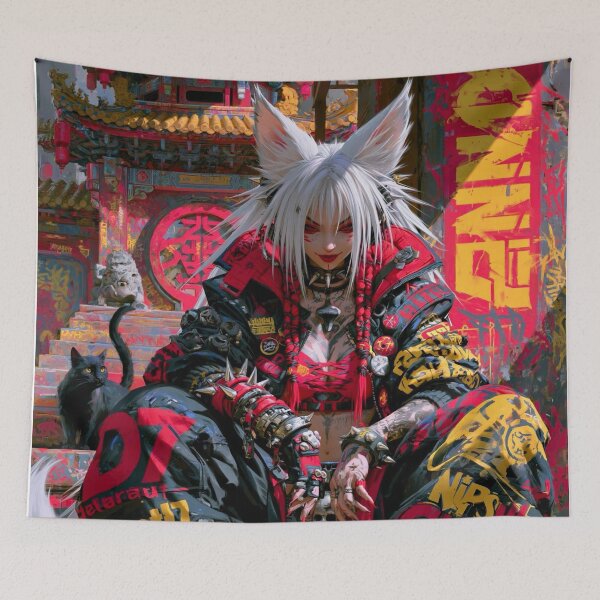 Item preview, Kitsune Anime Foxgirl - Cyberpunk Sci Fi Anime art designed and sold by Delerat7.