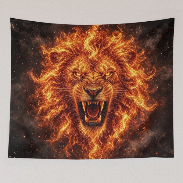 Item preview, The Fiery Lion - The Majestic Predator designed and sold by Marcu Ioachim.