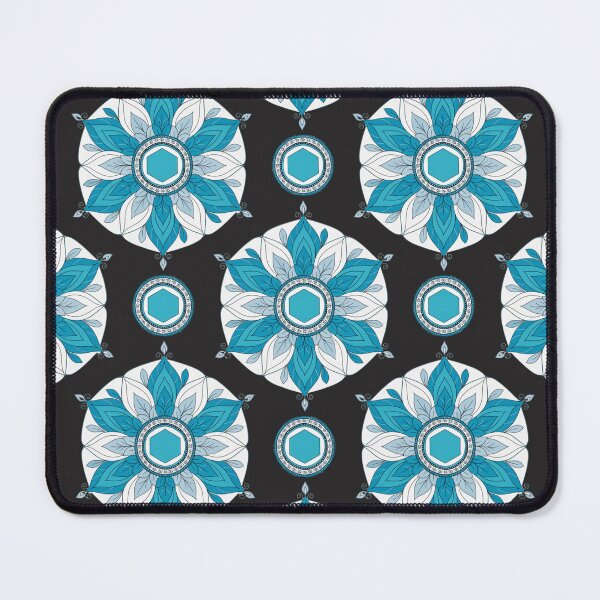 Item preview, Turquoise Thai Lotus Geometric Pattern on Black designed and sold by Mousy17.