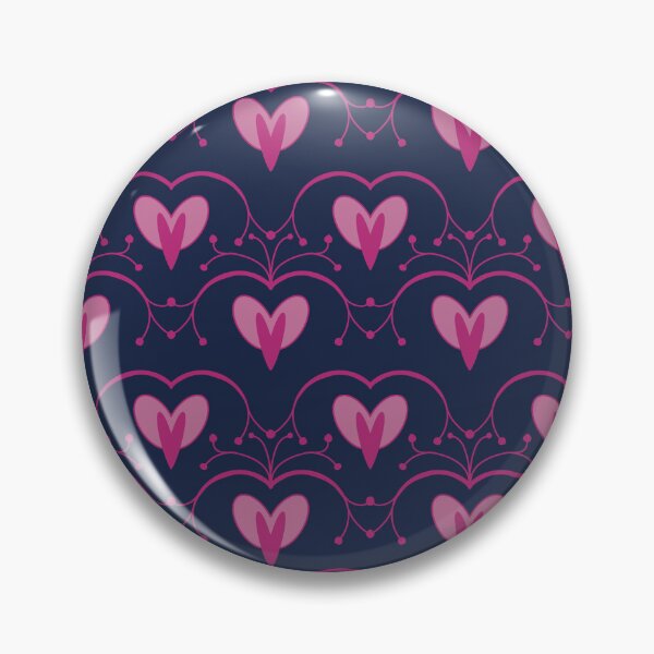 Item preview, Art Nouveau hearts in pink & dark blue – ornamental retro pattern designed and sold by soulthreads.pattern.