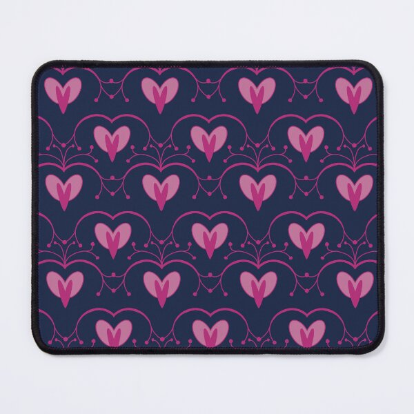 Item preview, Art Nouveau hearts in pink & dark blue – ornamental retro pattern designed and sold by soulthreads.pattern.