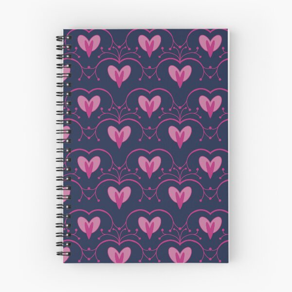 Item preview, Art Nouveau hearts in pink & dark blue – ornamental retro pattern designed and sold by soulthreads.pattern.