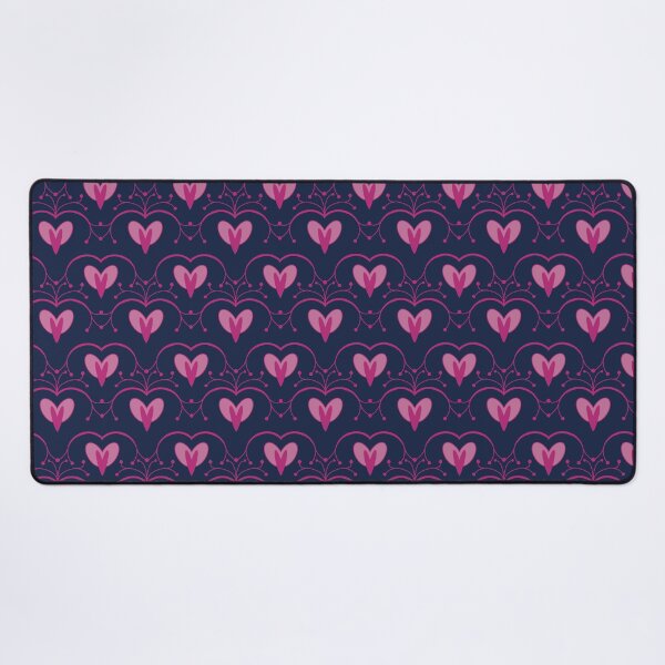 Item preview, Art Nouveau hearts in pink & dark blue – ornamental retro pattern designed and sold by soulthreads.pattern.