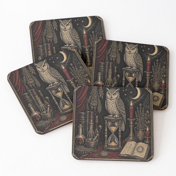 Item preview, The Alchemist Owl Tarot Card Woodcut designed and sold by creativerooney.