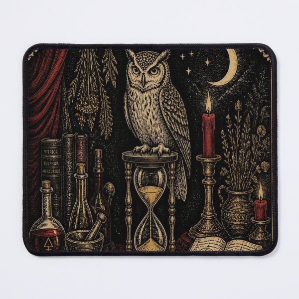 Item preview, The Alchemist Owl Tarot Card Woodcut designed and sold by creativerooney.