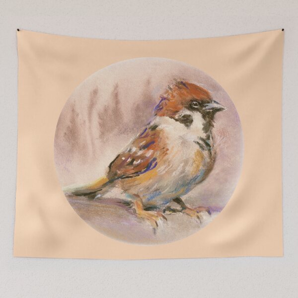 Item preview, Eurasian Tree Sparrow Soft Pastel Painting designed and sold by Lukyanovart.