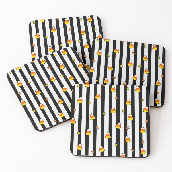 Item preview, Candy Corn Halloween | Black & White Stripes with Orange & Yellow Stars designed and sold by Uniquememorable.
