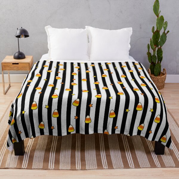 Item preview, Candy Corn Halloween | Black & White Stripes with Orange & Yellow Stars designed and sold by Uniquememorable.