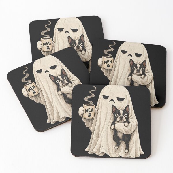 Item preview, Grumpy Ghost Boston Terrier — Spooky Coffee Lover designed and sold by SamWoodrt.