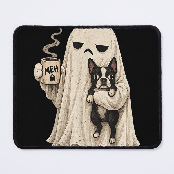 Item preview, Grumpy Ghost Boston Terrier — Spooky Coffee Lover designed and sold by SamWoodrt.