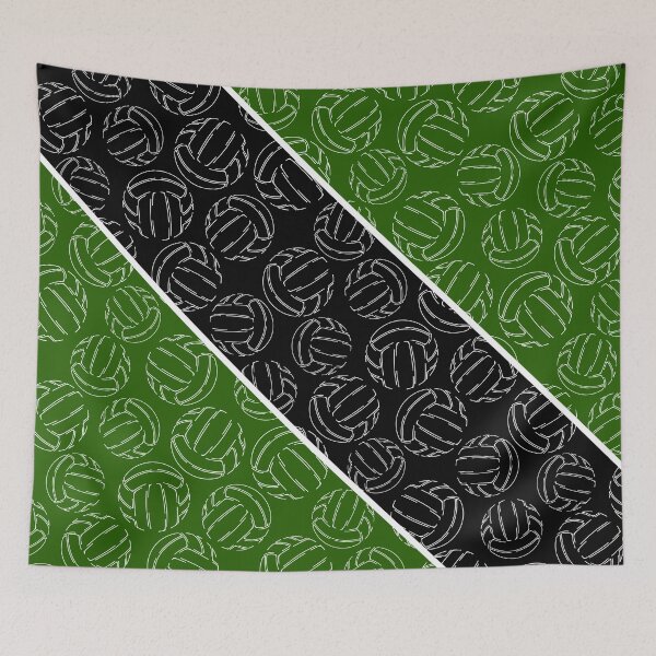 Item preview, Line art volleyballs on angled color blocks - green & black  designed and sold by katzdzynes.