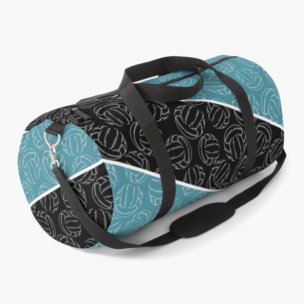 Item preview, Line art volleyballs on angled color blocks - teal & black designed and sold by katzdzynes.