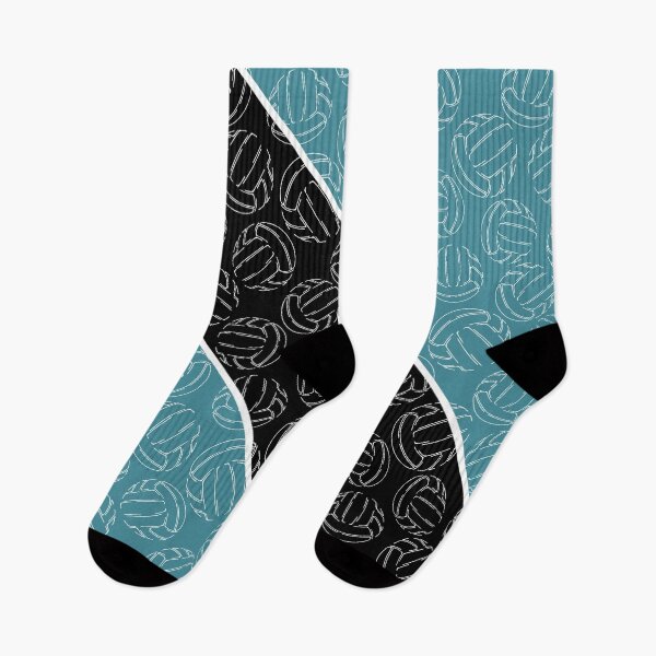 Item preview, Line art volleyballs on angled color blocks - teal & black  designed and sold by katzdzynes.
