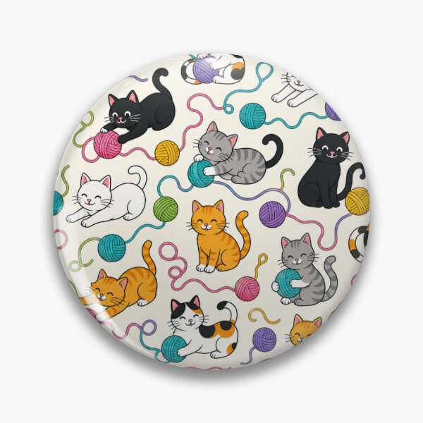 Item preview, Cartoon cats with yarn pattern designed and sold by Kathy Kuczek.