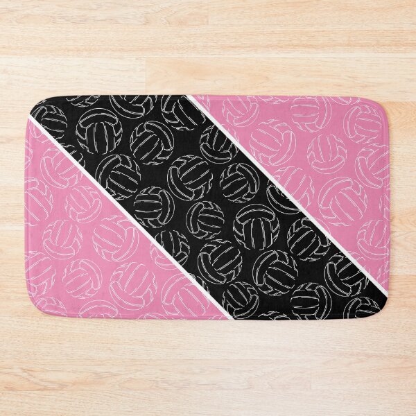 Item preview, Line art volleyballs on angled color blocks - pink & black  designed and sold by katzdzynes.