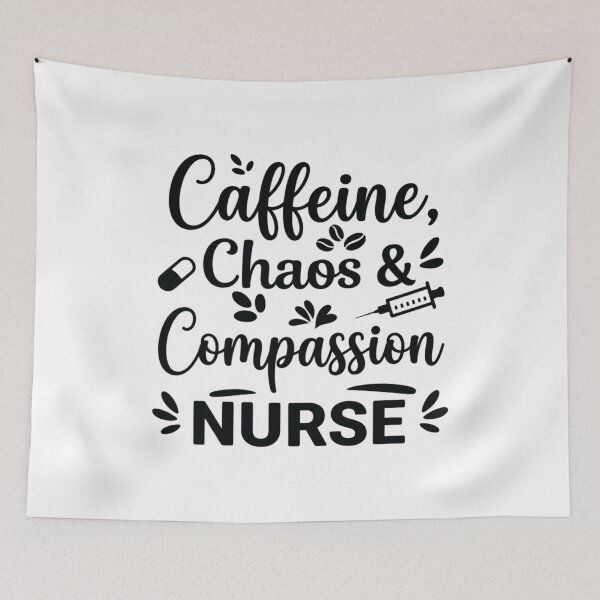 Item preview, Caffeine, Chaos & Compassion, Nurse life designed and sold by CloudyPress.