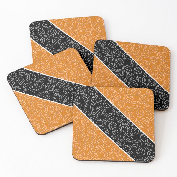 Item preview, Line art volleyballs on angled color blocks - orange & black  designed and sold by katzdzynes.