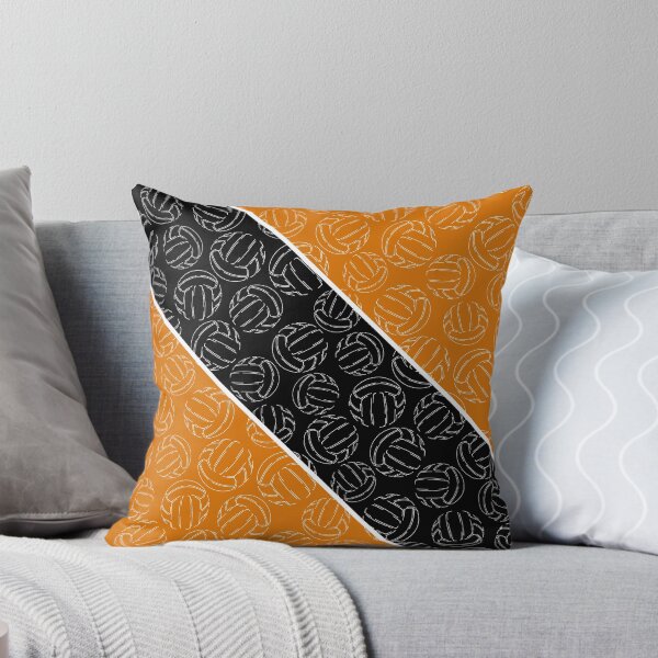 Item preview, Line art volleyballs on angled color blocks - orange & black  designed and sold by katzdzynes.