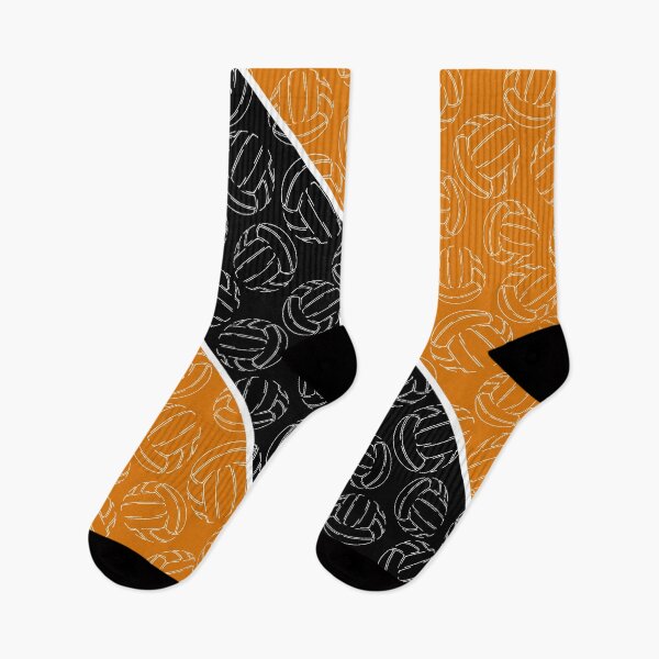 Item preview, Line art volleyballs on angled color blocks - orange & black  designed and sold by katzdzynes.