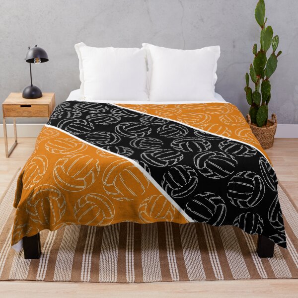 Item preview, Line art volleyballs on angled color blocks - orange & black designed and sold by katzdzynes.