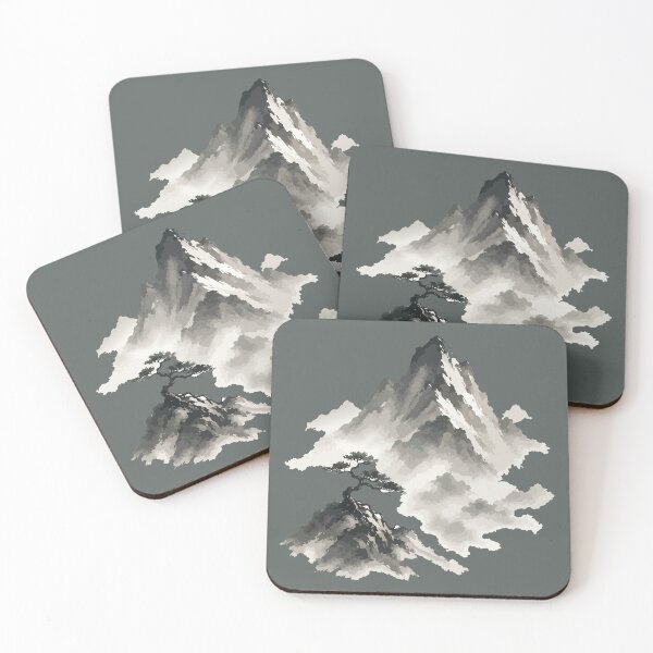 Item preview, Japanese Mountain & Bonsai Landscape Ink Painting designed and sold by SimplePoDesign.