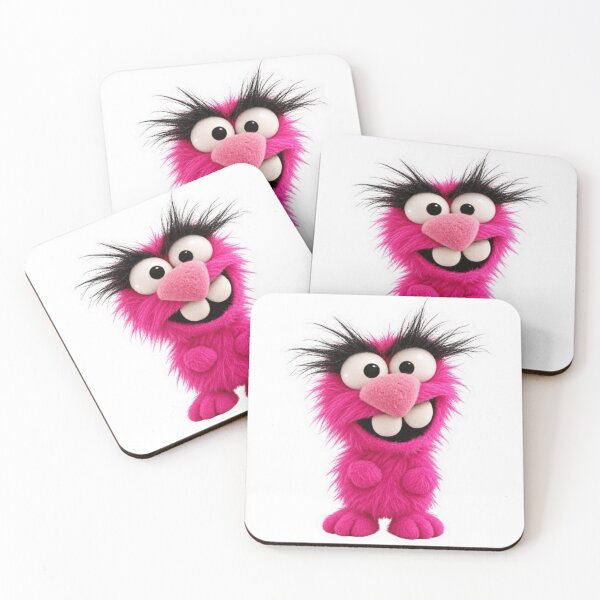 Item preview, Fuzzy Pink Monster Sticker with Big Eyes designed and sold by Snurly.
