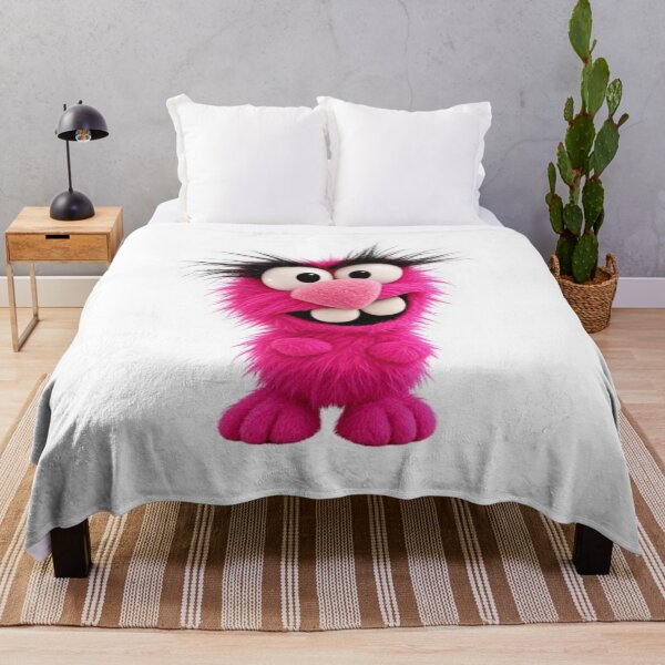 Item preview, Fuzzy Pink Monster Sticker with Big Eyes designed and sold by Snurly.